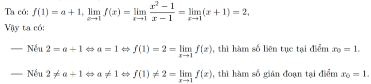Xét tính liên tục của hàm số tại một điểm